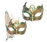 Seglorwy Máscara de máscaras para parejas, mujeres y hombres, veneciano, Mardi Gras, Halloween, Navidad, fiesta, pareja, máscara de máscaras (mariposa verde dorado)
