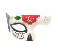 Seglorwy Máscara mexicana del Día de los Muertos, disfraz floral de calavera de azúcar, máscara de Halloween, máscara del Día de los Muertos (un ojo)