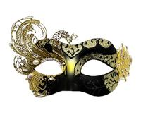 Seglorwy Máscara veneciana de metal con diamantes de imitación para mujer, para Halloween, Navidad, noche, baile de graduación, fiesta (cisne dorado)