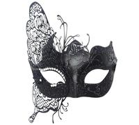 Seglorwy Máscara veneciana de metal con diamantes de imitación para mujer, para Halloween, Navidad, noche, baile de graduación, fiesta (mariposa negra)