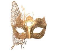 Seglorwy Máscara veneciana de metal con diamantes de imitación para mujer, para Halloween, Navidad, noche, baile de graduación, fiesta (mariposa dorada)