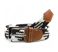 SEGMENTES Cinturón Elástico Hombre Mixa - Cinturón Trenzado Multicolor Ajustable, Sin Agujeros y Versátil - Confort y Estilo en Cintos Homen y Cinturón Mujer (Marrón Oscuro y Blanco)
