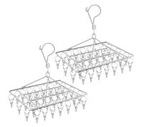 SEGNAYEN Colgador de calcetines de 36 clavijas para tendedero, colgador de ropa interior de acero inoxidable, estante rectangular para colgar ropa, ropa interior, toallas, brasieres, bufandas,
