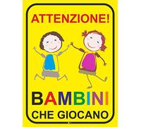 Segno "Attenzione! I bambini che giocano" Art. Hin_233, Attenzione, attenzione, avviso, le informazioni sui bambini, guidare lentamente (30x40cm)