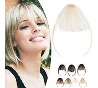 SEGO Extension Flequillos con clips de pelo natural con tempe - postizo flequillo grueso - Flequillos para cabello humano - 60#Rubio Platino