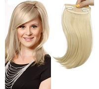 SEGO Flequillo Postizo de Pelo Sintético Se Ve Natural [Blanqueador Rubio] Extensiones de Cabello Clip Una Pieza Postizos Pelucas (22cm,30g)