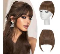 SEGO Flequillo Postizo de Pelo Sintético Se Ve Natural [Castaño Claro] Extensiones de Cabello Clip Una Pieza Postizos Pelucas (20cm,30g)
