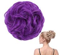 SEGO Moño Postizo Grueso Rizado Pelo Sintético Se Ve Natural [Violeta Oscuro] Recogido Coletero Extensiones Coleta Postiza Ondulada (45g)