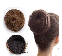 SEGO Moño Postizo Liso Pelo Sintético Como Pelo Natural [Castaño Claro] Coleteros Recogidos para Mujer Boda Extensiones de Cabello Clip Colota Postiza