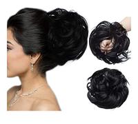 SEGO Moños Postizos Rizados GRUESOS Pelo Sintético Se Ve Natural Coleta Postiza [Negro] Coletero Pelo Mujer Extensiones (80g)