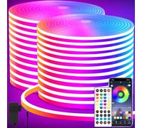 segrass Tira de luces LED neón, DC 24V 40M RGB Banda de LED APP Control remoto flexible impermeable Tira de LED neón para dormitorio, sala de juegos, decoración exterior (2 rollos de 20m)