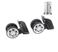 Segrehy 1 par de ruedas de equipaje, repuesto de ruedas de maleta, kit de ruedas de viaje negras, reparación de bricolaje, silencio al aire libre, doble fila, barra de tracción de rueda grande, caja