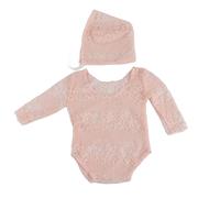 Segrehy Accesorio para fotografía de bebés recién nacidos Conjunto de mameluco con sombrero Diseño de tela de encaje Suave y transpirable Agradable para la piel para bebés, niños y niñas (Rosa)