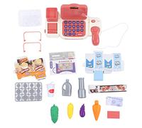 Segrehy Caja registradora Multifuncional Simulación de Juguete Juego de simulación Cajero de Juguete con micrófono Accesorios de Comida realistas Entrenamiento de Habilidades matemáticas