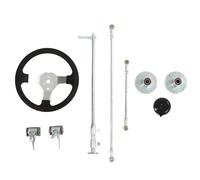 Segrehy Go Karts Kit de volante Kit de eje de cremallera de engranaje de rótula de dirección resistente profesional de 300 mm para 100 125 140 150 Go Kart Quad