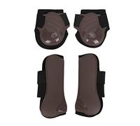 Segrehy Horse Legguard Protector Thickened PU Shell Elastic Cushioning Inner Pad Leg Protection for Jumping Training Riding Brown 4 Pieces Set (A Set of Medium Size)