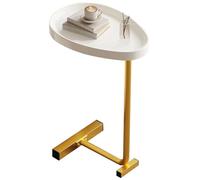 Segrehy Mesa Auxiliar en Forma de C, Mesa de Centro con Forma Ovalada de Huevo pequeño para sofá, Que se desliza hacia Abajo para Sala de Estar (Oro)