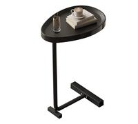 Segrehy Mesa Auxiliar en Forma de C, Mesa de Centro con Forma Ovalada de Huevo pequeño para sofá, Que se desliza hacia Abajo para Sala de Estar (Negra)