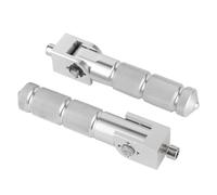 Segrehy Pedales de clavijas de aluminio para motocicleta, mecanizado CNC, varilla de soporte plegable de 90 grados, instalación universal de 8 mm para, incluye tornillos de montaje (Plata)