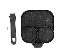 Segrehy Sartén para huevos antiadherente 3 en 1, olla para huevos fritos, carne, salchicha, sartén para uso en cocina, estufa de gas, estufa eléctrica de cerámica, aluminio negro, 37x18,
