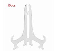 Segrehy Soportes de placa de plástico, estante de exhibición, bisagras ajustables plegables y duraderas transparentes para uso comercial en el hogar, blanco, pequeño y grande, 10 Uds. (20cm)