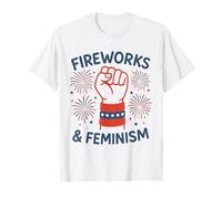 Seguidores divertidos vintage de fuegos artificiales y feminismo 4 de julio Camiseta