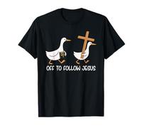 Seguir a Jesús Christian Silly Goose Fe Cruz Biblia Camiseta