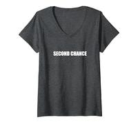 Segunda Oportunidad Camiseta Cuello V, Mujer, Jaspeado Oscuro, XXL