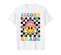 Segundo Grado Peace Girl Retro Cara Feliz Regreso a la Escuela Lindo Camiseta