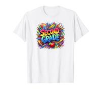 Segundo Grado Primer día Regreso a la Escuela Primaria Colorida Camiseta gráfica económica, Hombre, Blanco, M
