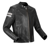 Segura Romeo Chaqueta de cuero para moto, negro-blanco, tamaño L para Hombres