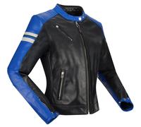 Segura Romeo Chaqueta de cuero para moto para mujer, negro/azul/blanco, Talla 40