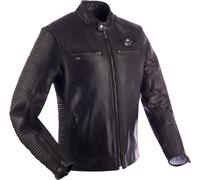 Segura Riverton Chaqueta de cuero para moto, negro-gris, tamaño L para Hombres
