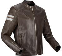 Segura Romeo Chaqueta de cuero para moto, Marrón/blanco, Talla M