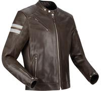 Segura Romeo Chaqueta de cuero para moto, Marrón/blanco, Talla XXL