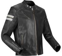 Segura Romeo Chaqueta de cuero para moto, negro-blanco, tamaño 3XL para Hombres