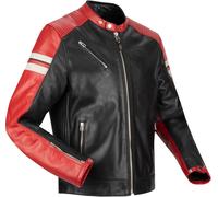 Segura Romeo Chaqueta de cuero para moto, negro/rojo, Talla M