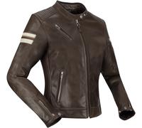 Segura Romeo Chaqueta de cuero para moto para mujer, Marrón/blanco, Talla 42