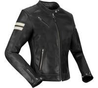 Segura Romeo Chaqueta de cuero para moto para mujer, negro-blanco, tamaño 48