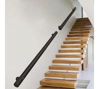 Seguridad de escalera de madera con soportes de pared, 2,8 m, uso en interiores para condominios, lofts, villas, pasillos, jardines, sistema il con reposabrazos