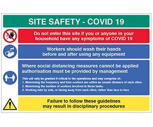 Seguridad del sitio COVID19 - lávese las manos, guía donde no se puede lograr el distanciamiento social - 4 mm estriado 900 x 600 mm
