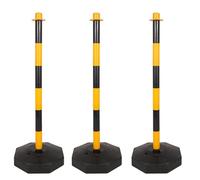 Seguridad del tráfico Ber Bolardo, poste Neator for control de multitudes, columna de advertencia resistente a choques, solución de gestión del tráfico vial(Yellow (3pcs),H*112cm)