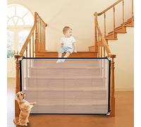 Seguridad Puertas, FainFun 120 x 92cm Rejilla Protectora para Puerta, Red para Gatos, Barrera Puerta para Perros Mágica de Escalera, Valla Seguridad Plegable Malla Portátil, sin Necesidad de Taladrar