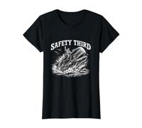 Seguridad Tercer Jinete Ballena Divertido Sarcástico Océano Náutico Meme Camiseta gráfica económica, Mujer, Negro, L