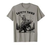 Seguridad Tercer Vaquero Montando Oso Humorístico Yellowstone Park Camiseta