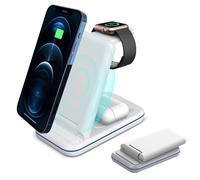 Seguridad total, estación de carga inalámbrica 3 en 1 para dispositivos Apple y Samsung, soporte de carga inalámbrica portátil y plegable con