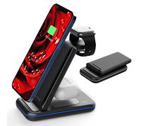 Seguridad total, estación de carga inalámbrica 3 en 1 para dispositivos Apple y Samsung, soporte de carga inalámbrica portátil y plegable con