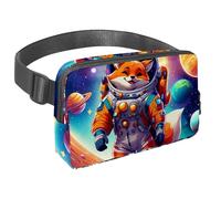 Seguro y elegante, descubre la bolsa cruzada perfecta para correr y ciclismo, lindo zorro en el espacio, Multicolor#03, 1.5x9.0x5.9in/4x23x15cm