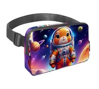 Seguro y elegante, descubre la bolsa cruzada perfecta para correr y ciclismo, lindo zorro en el espacio, Multicolor#06, 1.5x9.0x5.9in/4x23x15cm