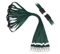 Segus Cuelga Llaves Cuello, 10 Piezas Cinta Cuello Llaves con Cierre de Seguridad, Lanyards de Imitación de Nylon, para Escuela, Oficina (Verde Oscuro)